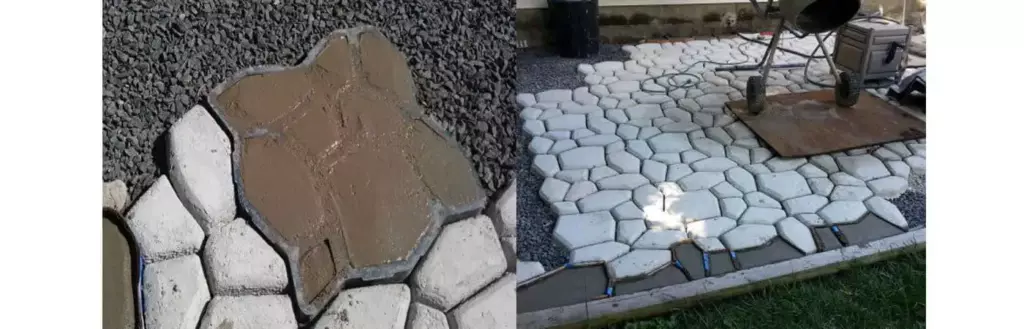 Укладка мощёной дорожки из бетонных блоков